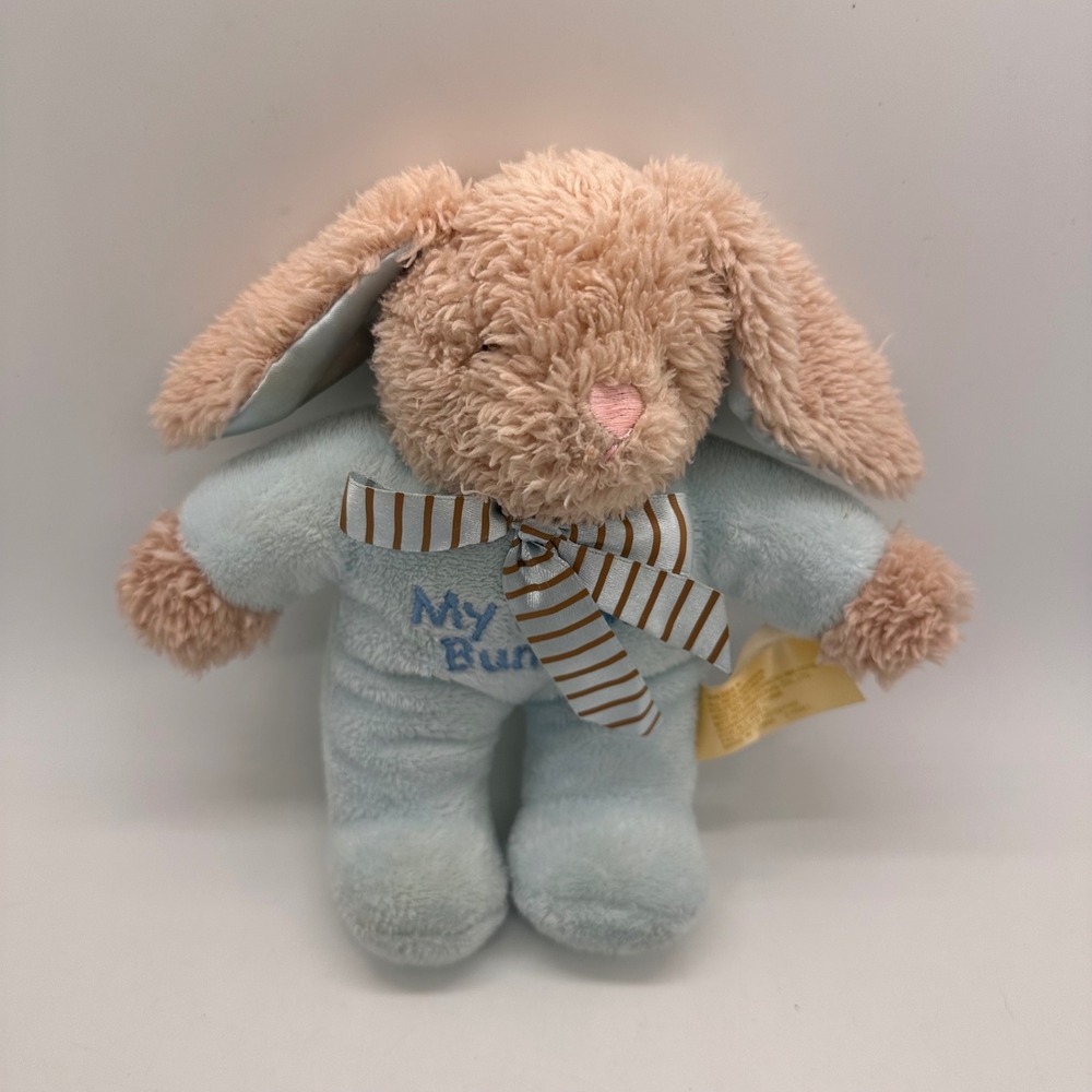 Dan Dee My First Bunny Plush Blue Pajamas Striped Bow Pink Nose Easter Baby Toy - Picture 3 of 11